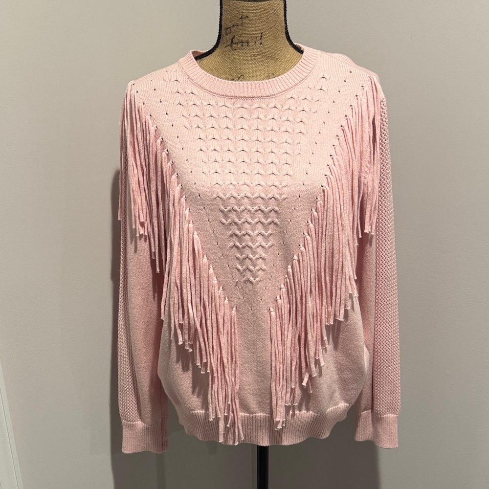 ChouYatou Light Pink Fringe Sweater